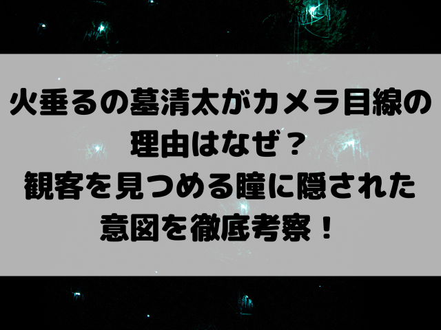 火垂るの墓清太がカメラ目線の理由はなぜ？観客を見つめる瞳に隠された意図を徹底考察！