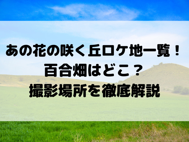 あの花の咲く丘ロケ地一覧！百合畑はどこ？撮影場所を徹底解説