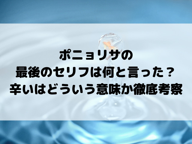 ポニョリサの最後のセリフは何と言った？辛いはどういう意味か徹底考察