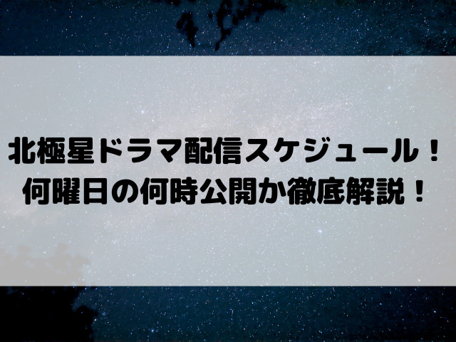 北極星ドラマ配信スケジュール！何曜日の何時公開か徹底解説！