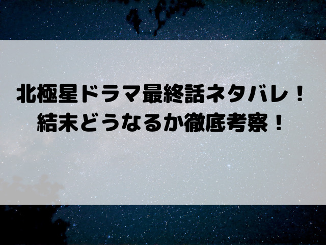 北極星ドラマ最終話ネタバレ！結末どうなるか徹底考察！
