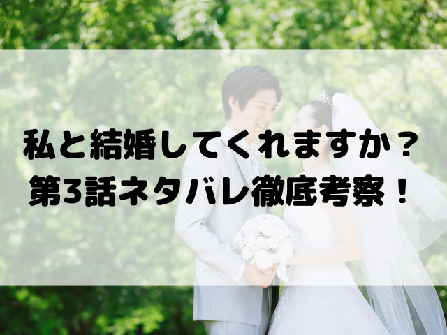 私と結婚してくれますか？第3話ネタバレ徹底考察！