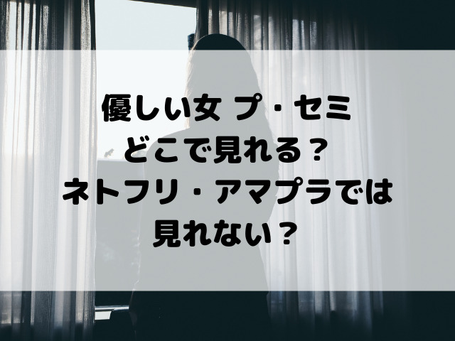 優しい女 プ・セミどこで見れる？ネトフリ・アマプラでは見れない？